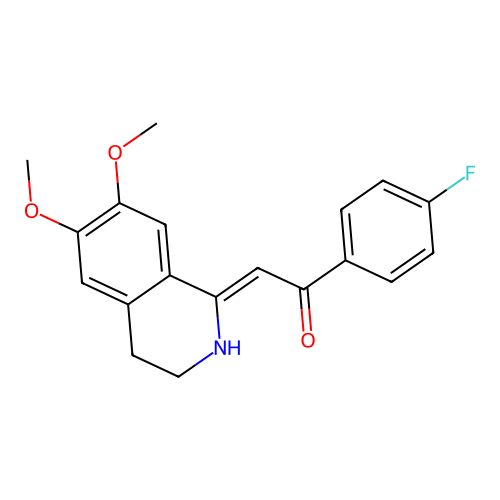 (2Z)-2-(6,7-dimethoxy-3,4-dihydro-2H-isoquinolin-1-ylidene)-1-(4-fluorophenyl)ethanone structure