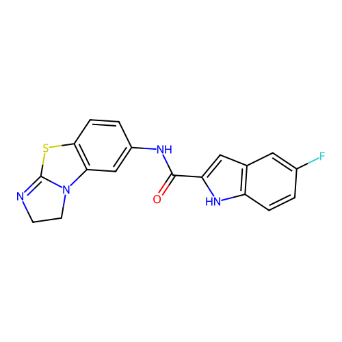 N-(1,2-dihydroimidazo[2,1-b][1,3]benzothiazol-7-yl)-5-fluoro-1H-indole-2-carboxamide structure