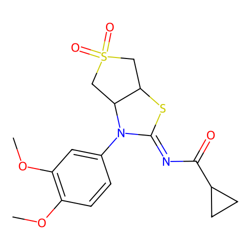 (Z)-N-(3-(3,4-dimethoxyphenyl)-5,5-dioxidotetrahydrothieno[3,4-d]thiazol-2(3H)-ylidene)cyclopropanecarboxamide structure