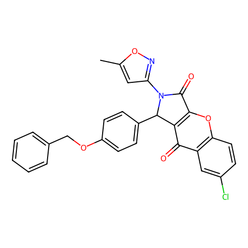 1-(4-(benzyloxy)phenyl)-7-chloro-2-(5-methylisoxazol-3-yl)-1,2-dihydrochromeno[2,3-c]pyrrole-3,9-dione structure