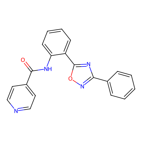 N-[2-(3-phenyl-1,2,4-oxadiazol-5-yl)phenyl]pyridine-4-carboxamide structure