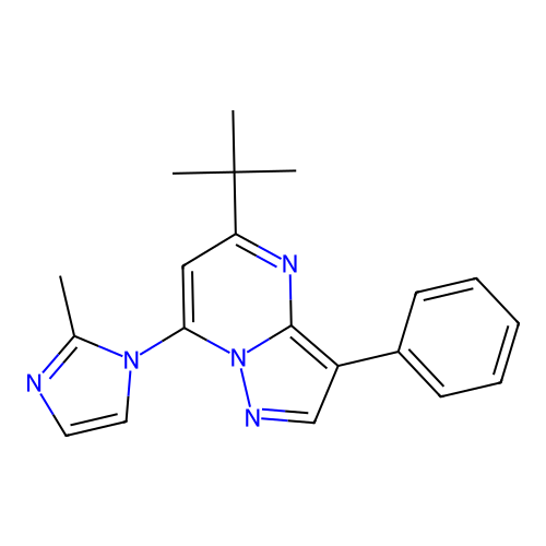 5-(tert-butyl)-7-(2-methyl-1H-imidazol-1-yl)-3-phenylpyrazolo[1,5-a]pyrimidine structure