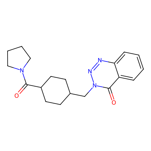 3-{[4-(pyrrolidin-1-ylcarbonyl)cyclohexyl]methyl}-1,2,3-benzotriazin-4(3H)-one structure