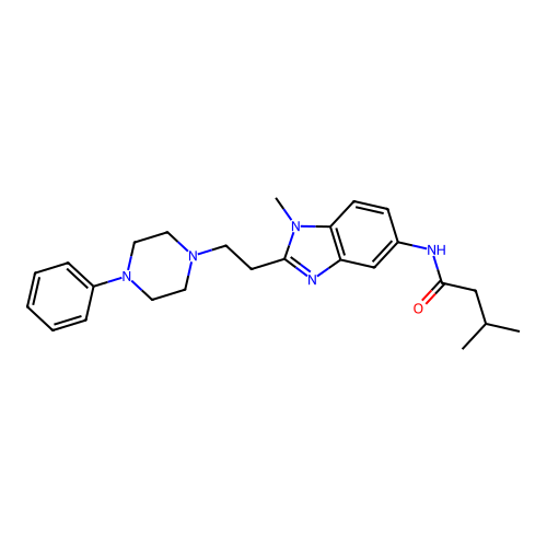 3-methyl-N-[1-methyl-2-[2-(4-phenylpiperazin-1-yl)ethyl]benzimidazol-5-yl]butanamide structure