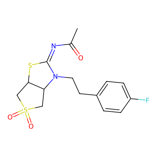 N-[(2E)-3-[2-(4-fluorophenyl)ethyl]-5,5-dioxidotetrahydrothieno[3,4-d][1,3]thiazol-2(3H)-ylidene]acetamide structure