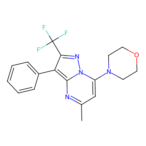 4-(5-Methyl-3-phenyl-2-(trifluoromethyl)pyrazolo[1,5-a]pyrimidin-7-yl)morpholine structure
