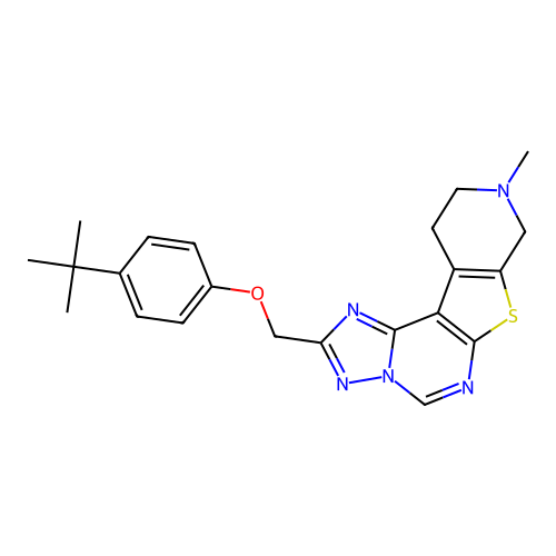 2-((4-(tert-butyl)phenoxy)methyl)-9-methyl-8,9,10,11-tetrahydropyrido[4',3':4,5]thieno[3,2-e][1,2,4]triazolo[1,5-c]pyrimidine structure