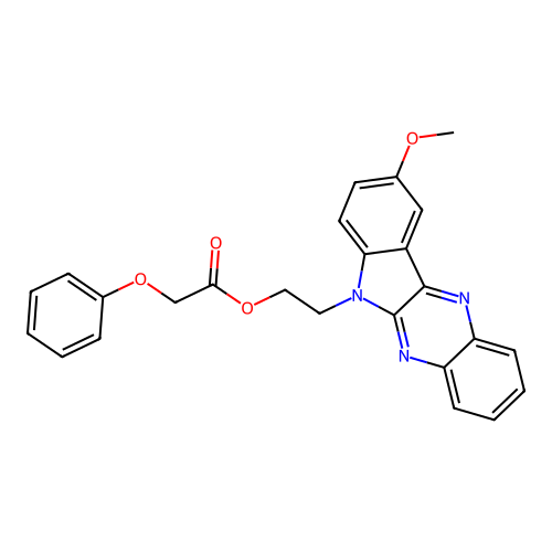 2-(9-methoxy-6H-indolo[2,3-b]quinoxalin-6-yl)ethyl phenoxyacetate structure