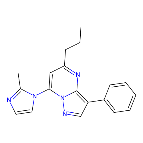 7-(2-methyl-1H-imidazol-1-yl)-3-phenyl-5-propylpyrazolo[1,5-a]pyrimidine structure