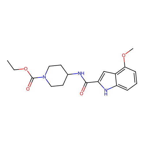 ethyl 4-{[(4-methoxy-1H-indol-2-yl)carbonyl]amino}piperidine-1-carboxylate structure