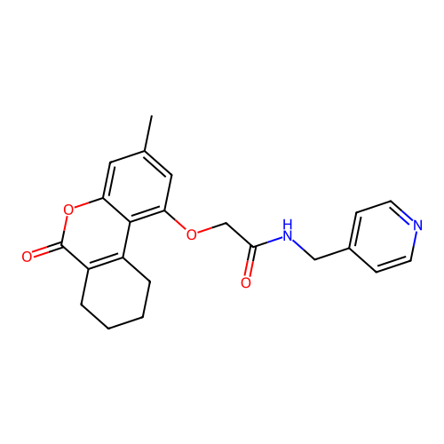 2-((3-methyl-6-oxo-7,8,9,10-tetrahydro-6H-benzo[c]chromen-1-yl)oxy)-N-(pyridin-4-ylmethyl)acetamide structure