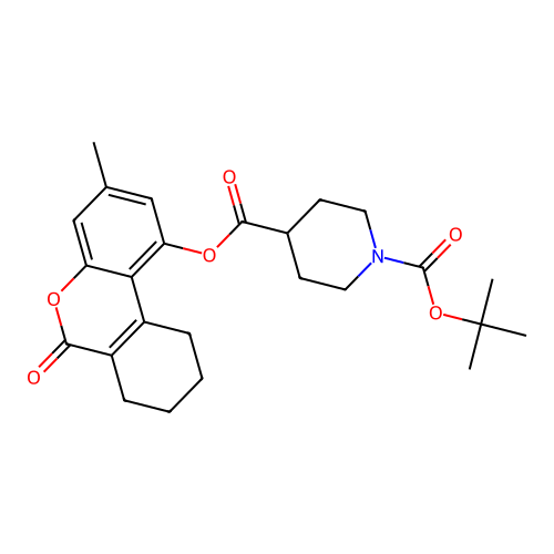 1-tert-butyl 4-(3-methyl-6-oxo-7,8,9,10-tetrahydro-6H-benzo[c]chromen-1-yl) piperidine-1,4-dicarboxylate structure