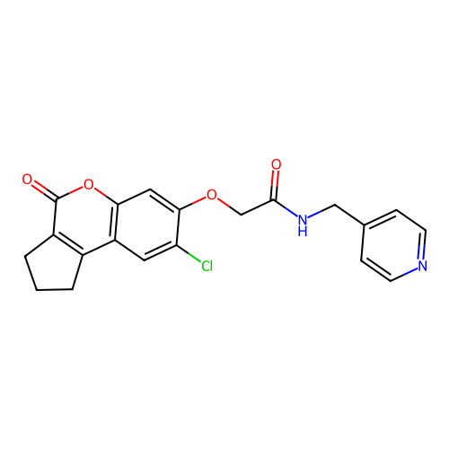 2-((8-chloro-4-oxo-1,2,3,4-tetrahydrocyclopenta[c]chromen-7-yl)oxy)-N-(pyridin-4-ylmethyl)acetamide structure