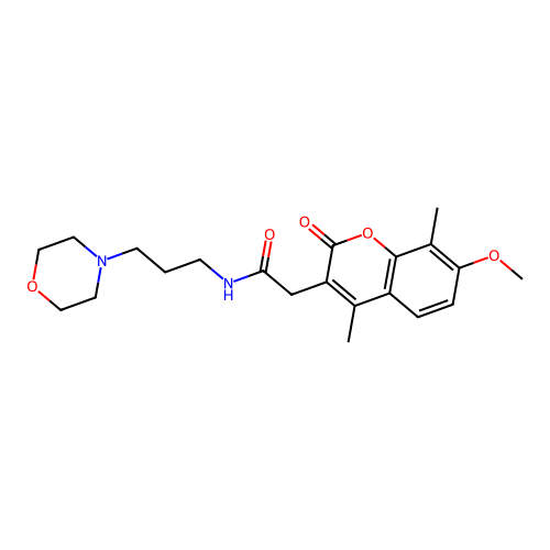2-(7-methoxy-4,8-dimethyl-2-oxo-2H-chromen-3-yl)-N-[3-(morpholin-4-yl)propyl]acetamide structure