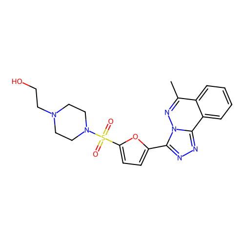 2-(4-((5-(6-methyl-[1,2,4]triazolo[3,4-a]phthalazin-3-yl)furan-2-yl)sulfonyl)piperazin-1-yl)ethanol structure