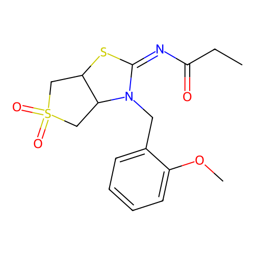 (Z)-N-(3-(2-methoxybenzyl)-5,5-dioxidotetrahydrothieno[3,4-d]thiazol-2(3H)-ylidene)propionamide structure