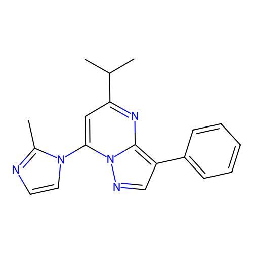 5-isopropyl-7-(2-methyl-1H-imidazol-1-yl)-3-phenylpyrazolo[1,5-a]pyrimidine structure