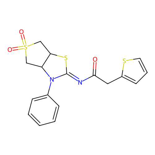(Z)-N-(5,5-dioxido-3-phenyltetrahydrothieno[3,4-d]thiazol-2(3H)-ylidene)-2-(thiophen-2-yl)acetamide structure