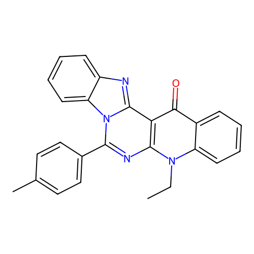 5-ethyl-7-(4-methylphenyl)benzimidazo[1',2':1,6]pyrimido[4,5-b]quinolin-14(5H)-one structure