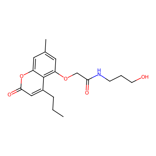 N-(3-hydroxypropyl)-2-((7-methyl-2-oxo-4-propyl-2H-chromen-5-yl)oxy)acetamide structure