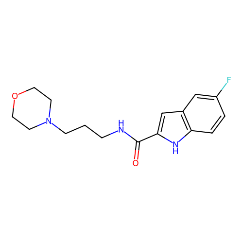 5-fluoro-N-(3-morpholin-4-ylpropyl)-1H-indole-2-carboxamide structure