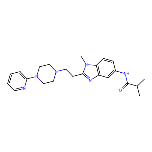 2-methyl-N-(1-methyl-2-{2-[4-(pyridin-2-yl)piperazin-1-yl]ethyl}-1H-benzimidazol-5-yl)propanamide structure