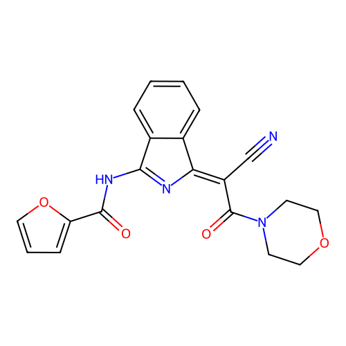 (Z)-N-(1-(1-cyano-2-morpholino-2-oxoethylidene)-1H-isoindol-3-yl)furan-2-carboxamide structure