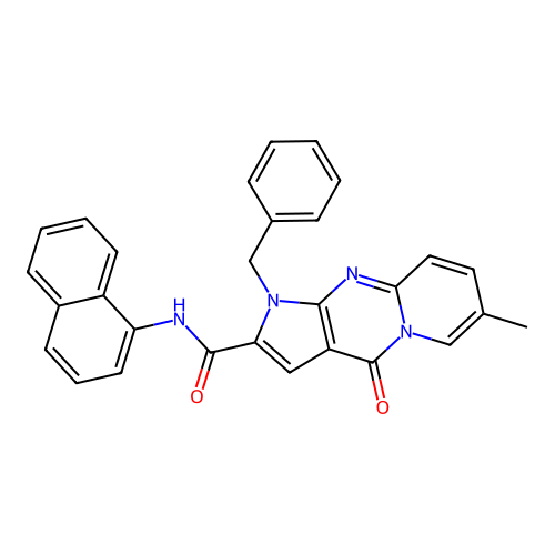 1-benzyl-7-methyl-N-(naphthalen-1-yl)-4-oxo-1,4-dihydropyrido[1,2-a]pyrrolo[2,3-d]pyrimidine-2-carboxamide structure