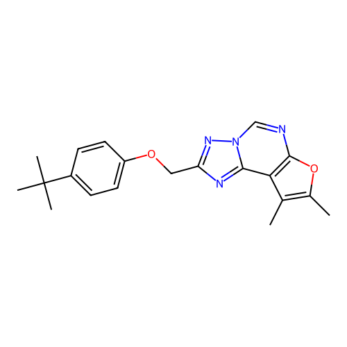 2-[(4-tert-butylphenoxy)methyl]-8,9-dimethylfuro[3,2-e][1,2,4]triazolo[1,5-c]pyrimidine structure