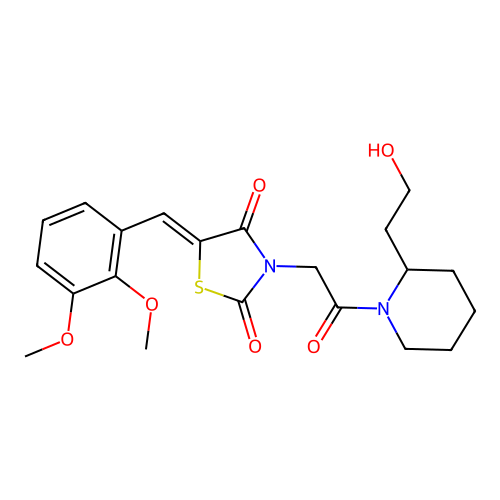 (5Z)-5-(2,3-dimethoxybenzylidene)-3-{2-[2-(2-hydroxyethyl)piperidin-1-yl]-2-oxoethyl}-1,3-thiazolidine-2,4-dione structure