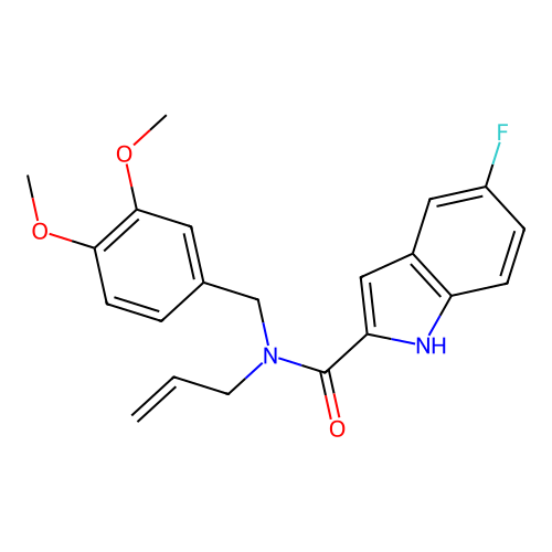 N-(3,4-dimethoxybenzyl)-5-fluoro-N-(prop-2-en-1-yl)-1H-indole-2-carboxamide structure