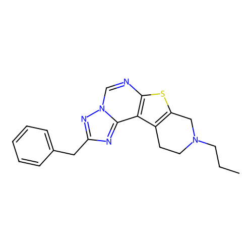 2-benzyl-9-propyl-8,9,10,11-tetrahydropyrido[4',3':4,5]thieno[3,2-e][1,2,4]triazolo[1,5-c]pyrimidine structure