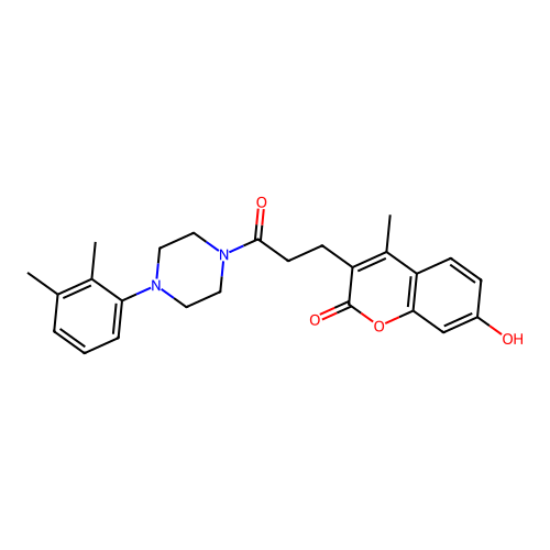 3-[3-[4-(2,3-dimethylphenyl)piperazin-1-yl]-3-oxopropyl]-7-hydroxy-4-methylchromen-2-one structure