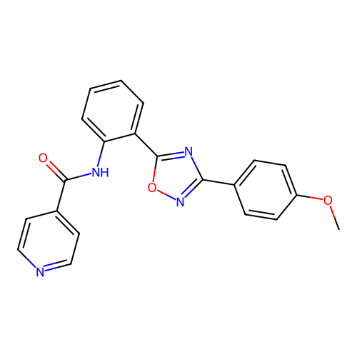 N-{2-[3-(4-methoxyphenyl)-1,2,4-oxadiazol-5-yl]phenyl}isonicotinamide structure
