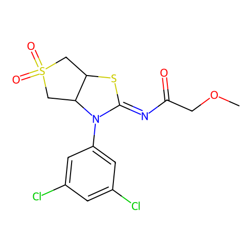 (Z)-N-(3-(3,5-dichlorophenyl)-5,5-dioxidotetrahydrothieno[3,4-d]thiazol-2(3H)-ylidene)-2-methoxyacetamide structure