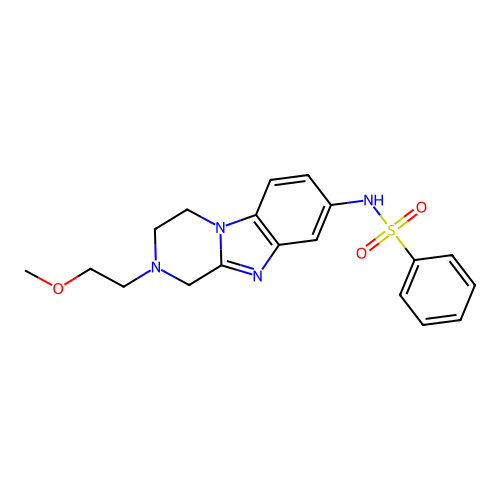 N-[2-(2-methoxyethyl)-1,2,3,4-tetrahydropyrazino[1,2-a]benzimidazol-8-yl]benzenesulfonamide structure