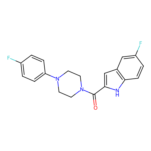 (5-fluoro-1H-indol-2-yl)-[4-(4-fluorophenyl)piperazin-1-yl]methanone structure
