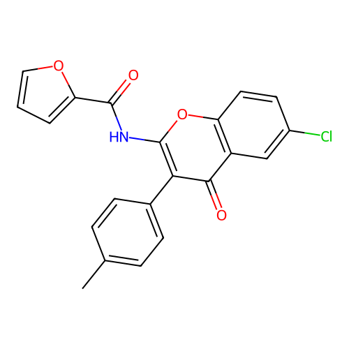N-[6-chloro-3-(4-methylphenyl)-4-oxo-4H-chromen-2-yl]furan-2-carboxamide structure