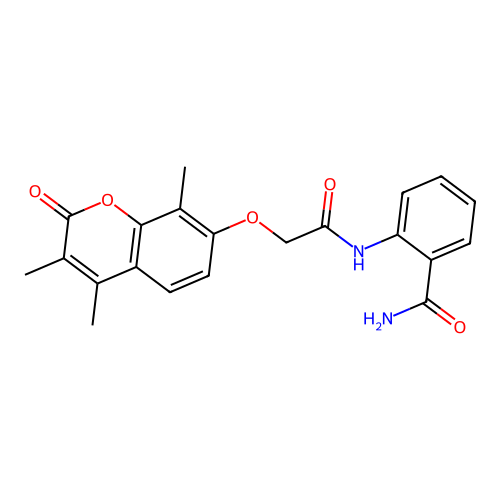 2-({[(3,4,8-trimethyl-2-oxo-2H-chromen-7-yl)oxy]acetyl}amino)benzamide structure