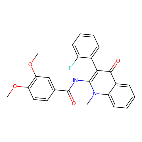 N-[3-(2-fluorophenyl)-1-methyl-4-oxoquinolin-2-yl]-3,4-dimethoxybenzamide structure