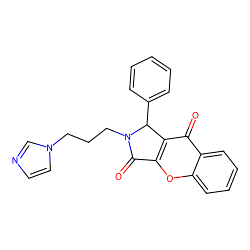 2-[3-(1H-imidazol-1-yl)propyl]-1-phenyl-1,2-dihydrochromeno[2,3-c]pyrrole-3,9-dione structure