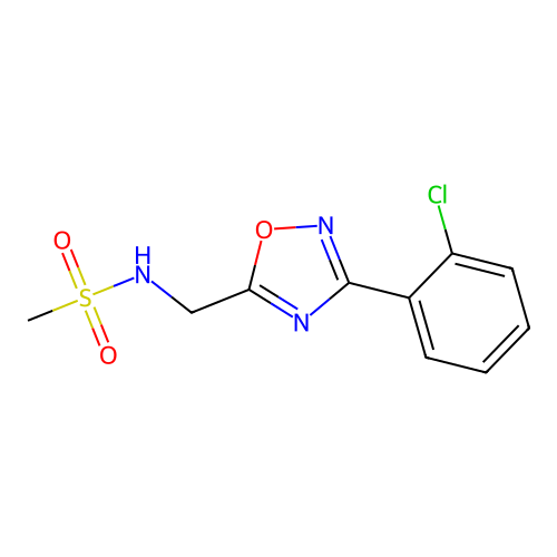 N-[[3-(2-chlorophenyl)-1,2,4-oxadiazol-5-yl]methyl]methanesulfonamide structure