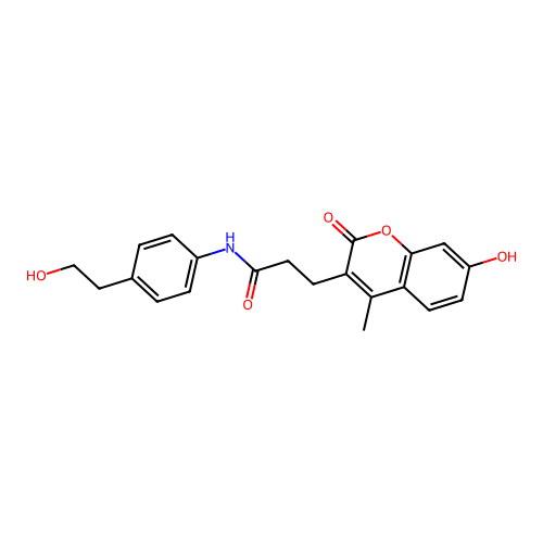 3-(7-hydroxy-4-methyl-2-oxo-2H-chromen-3-yl)-N-(4-(2-hydroxyethyl)phenyl)propanamide structure