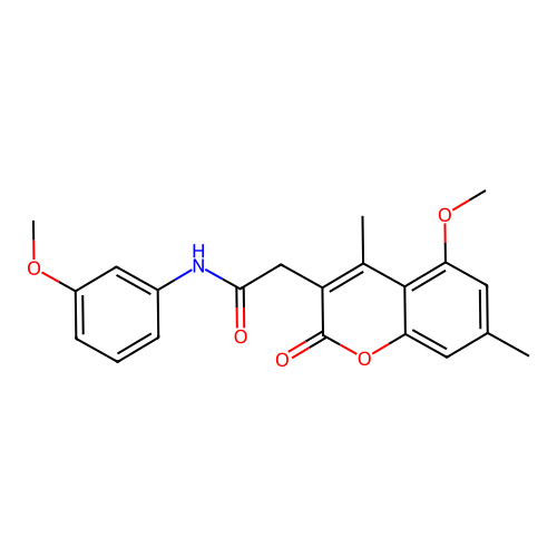 2-(5-methoxy-4,7-dimethyl-2-oxo-2H-chromen-3-yl)-N-(3-methoxyphenyl)acetamide structure