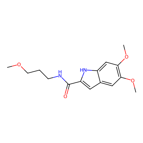 5,6-dimethoxy-N-(3-methoxypropyl)-1H-indole-2-carboxamide structure