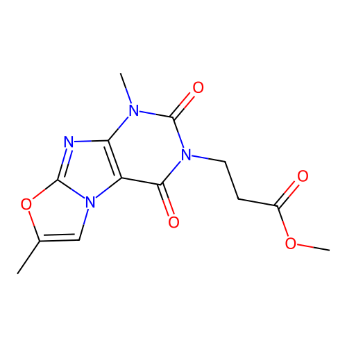 Methyl 3-(4,7-dimethyl-1,3-dioxopurino[8,7-b][1,3]oxazol-2-yl)propanoate structure