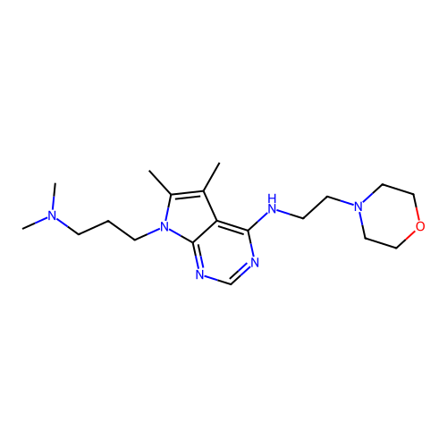 7-(3-(dimethylamino)propyl)-5,6-dimethyl-N-(2-morpholinoethyl)-7H-pyrrolo[2,3-d]pyrimidin-4-amine structure