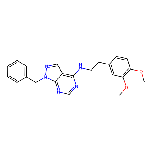 1-benzyl-N-[2-(3,4-dimethoxyphenyl)ethyl]pyrazolo[3,4-d]pyrimidin-4-amine structure