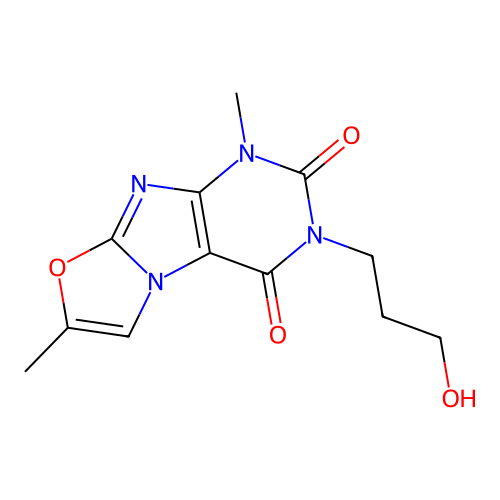 3-(3-hydroxypropyl)-1,7-dimethyloxazolo[2,3-f]purine-2,4(1H,3H)-dione structure
