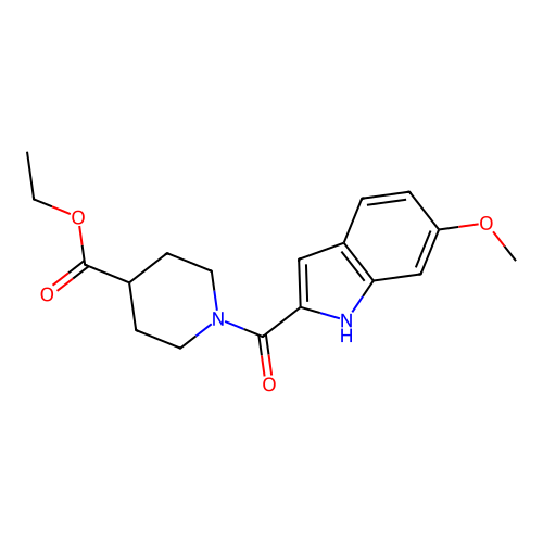 ethyl 1-(6-methoxy-1H-indole-2-carbonyl)piperidine-4-carboxylate structure